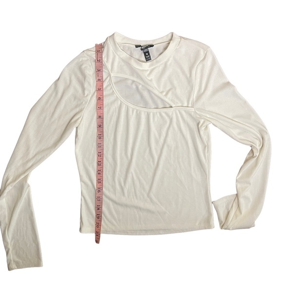 Aqua White Cut out Ribbed Long Sleeve Top Large - Picture 7 of 8
